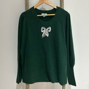 CeCe Green Knit Oversized Christmas Sweater Women’s Size XL NWT
